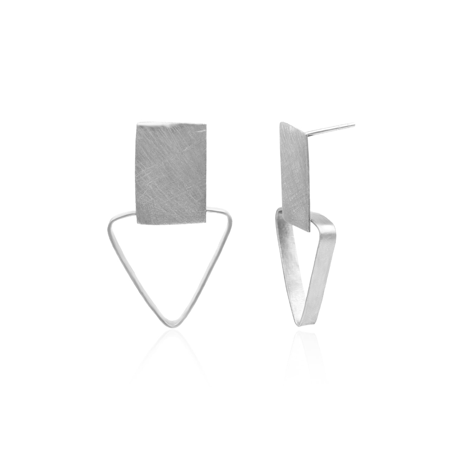 Square Holding Triangle Stud Earrings