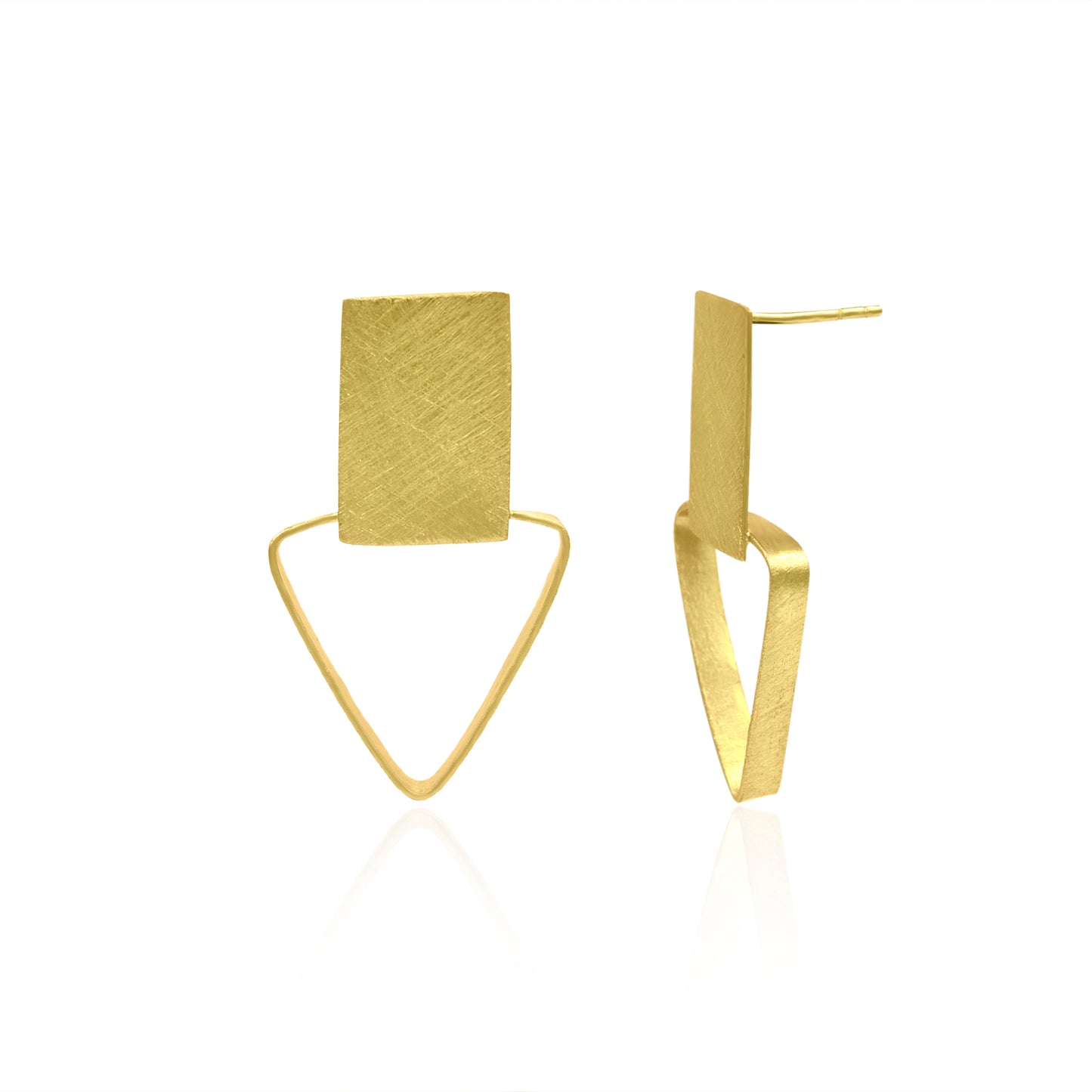 Square Holding Triangle Stud Earrings