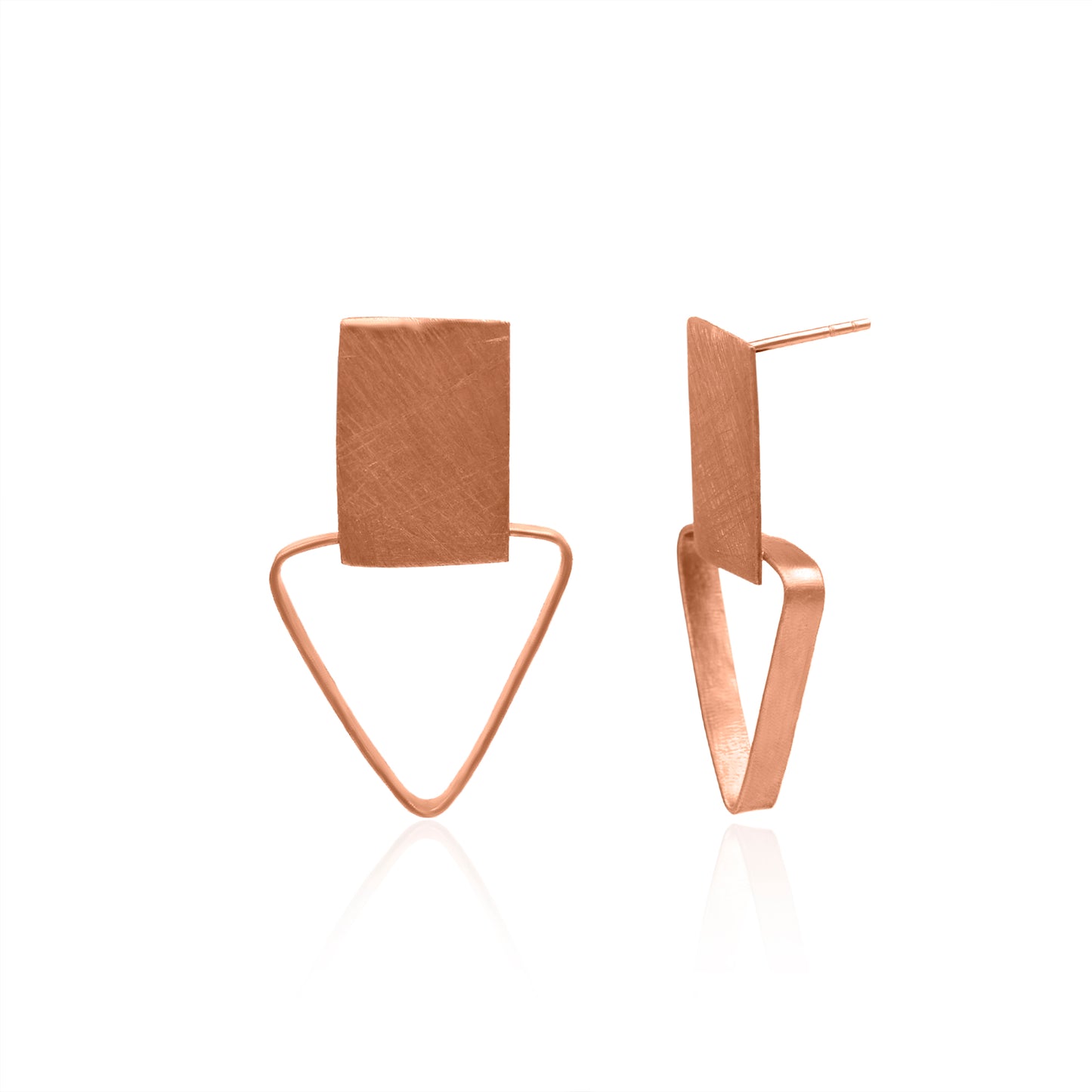 Square Holding Triangle Stud Earrings