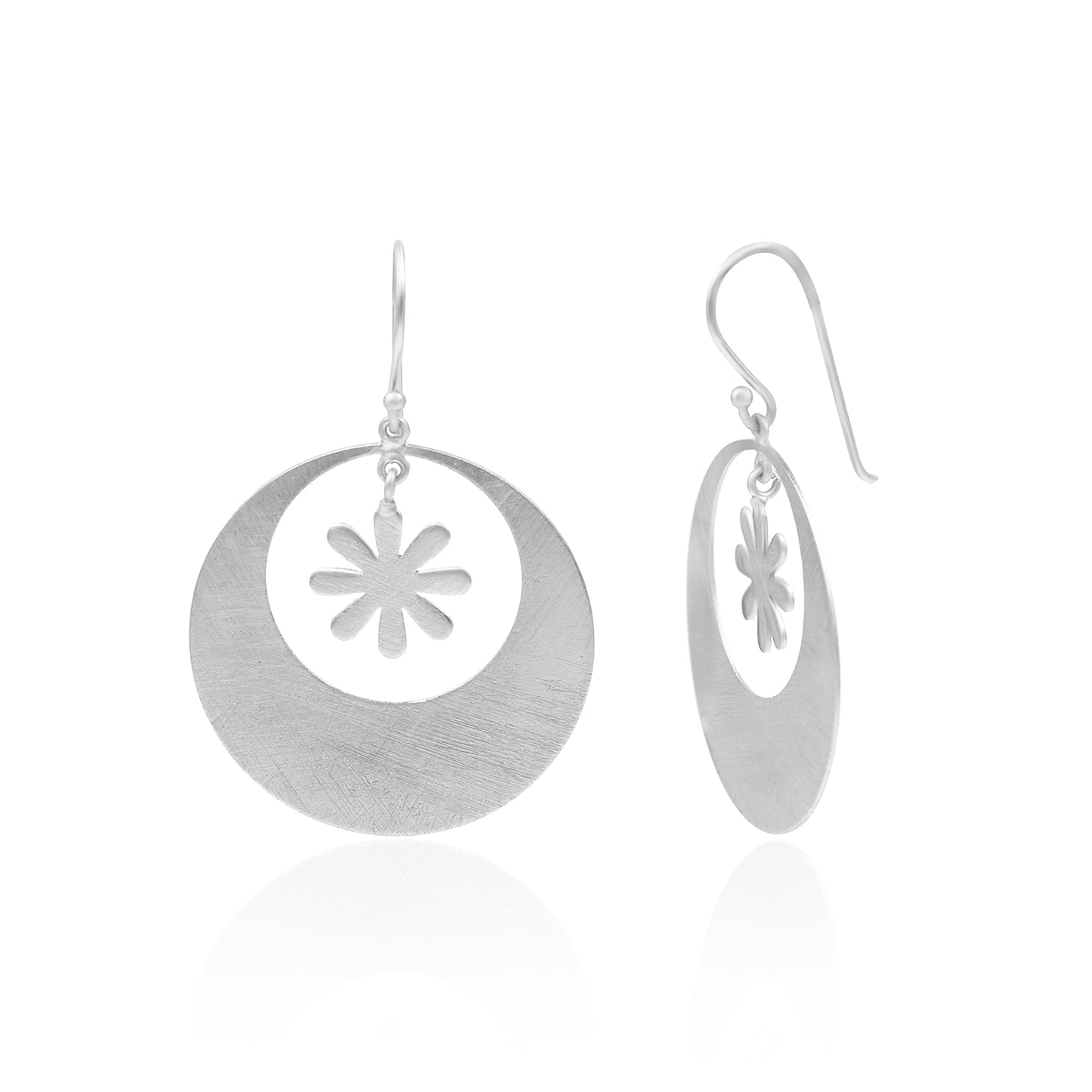 Wrapped In Circle Floral Hook Earrings