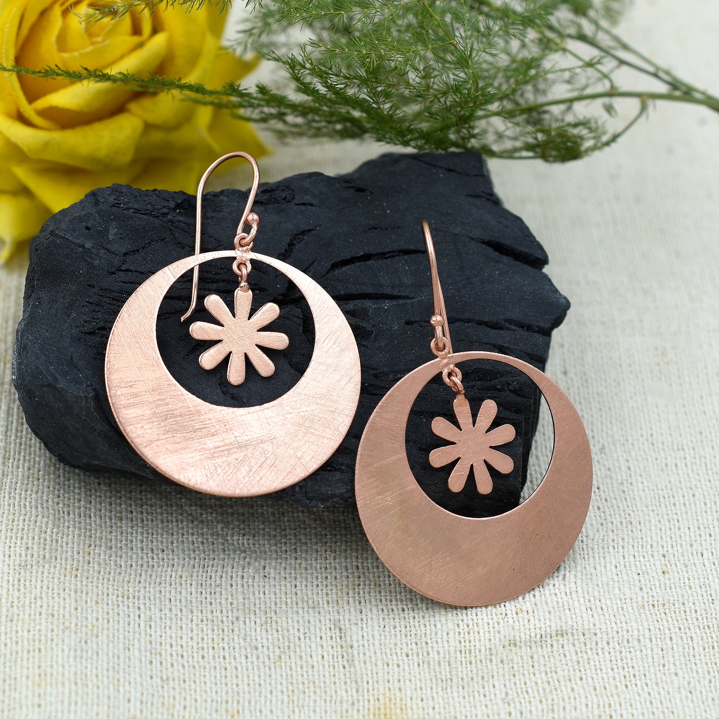 Wrapped In Circle Floral Hook Earrings