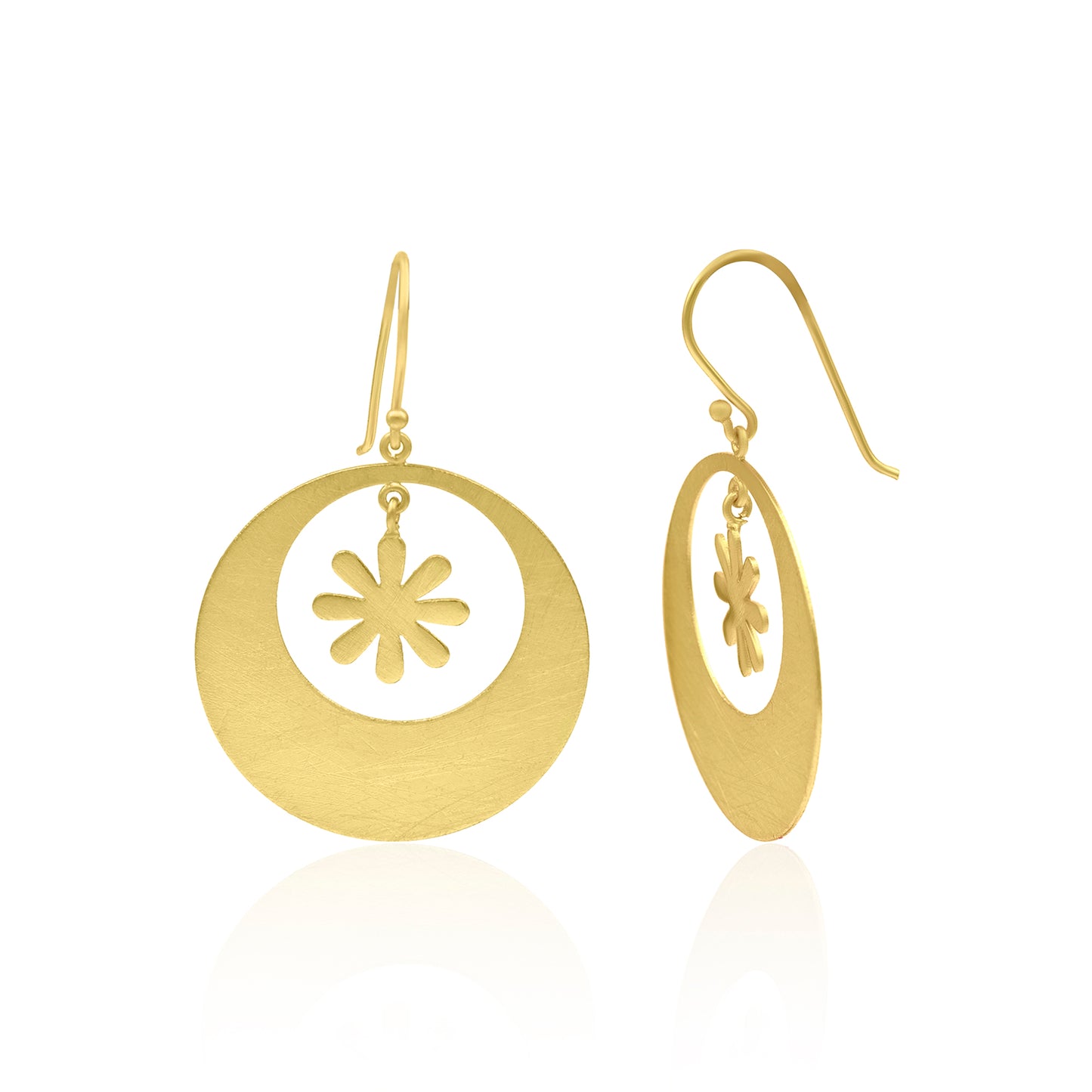 Wrapped In Circle Floral Hook Earrings