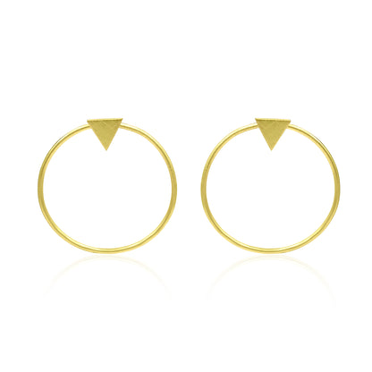 Triangle On A Ring Stud Earrings