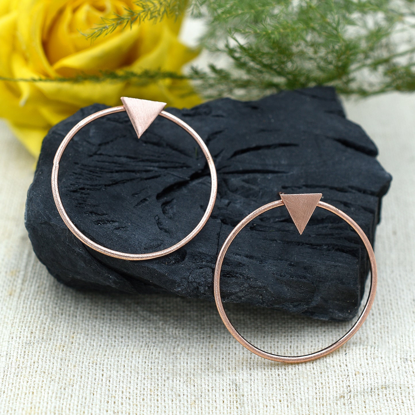 Triangle On A Ring Stud Earrings