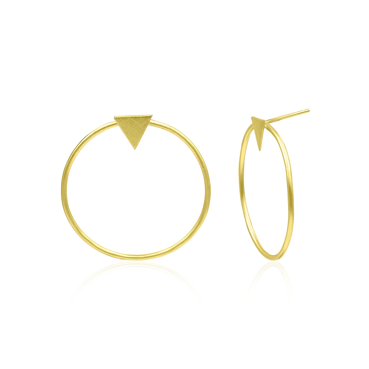 Triangle On A Ring Stud Earrings