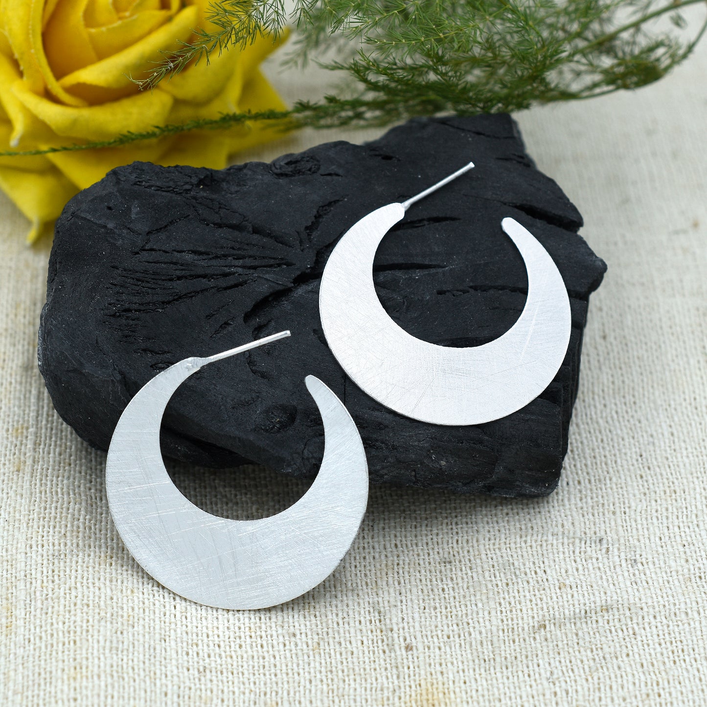 Crescent Moon Hoop Earrings