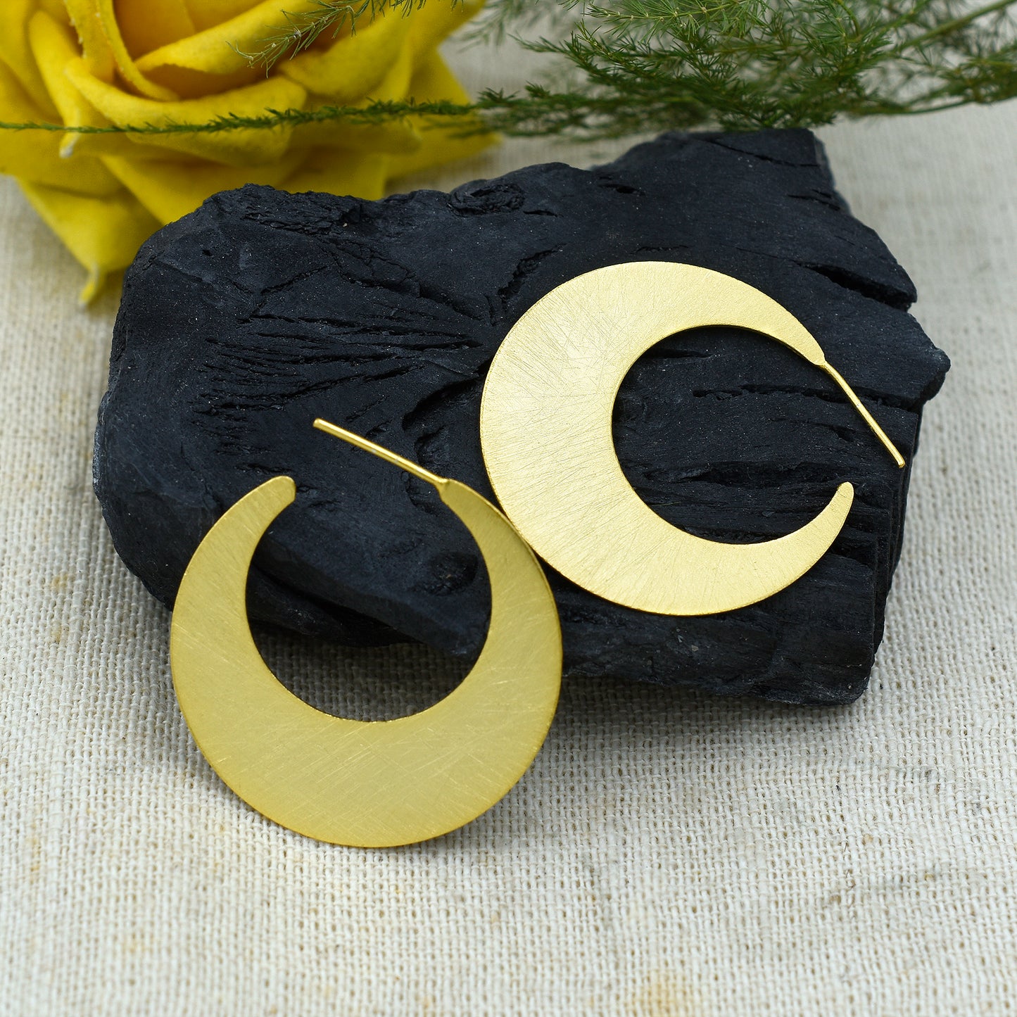 Crescent Moon Hoop Earrings