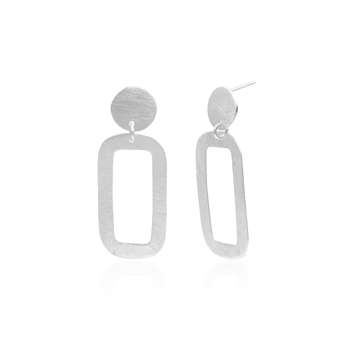 Rectangle Ring Drop Stud Earrings