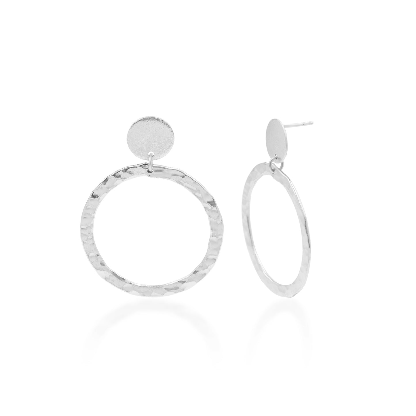 Hammered Ring Stud Earrings