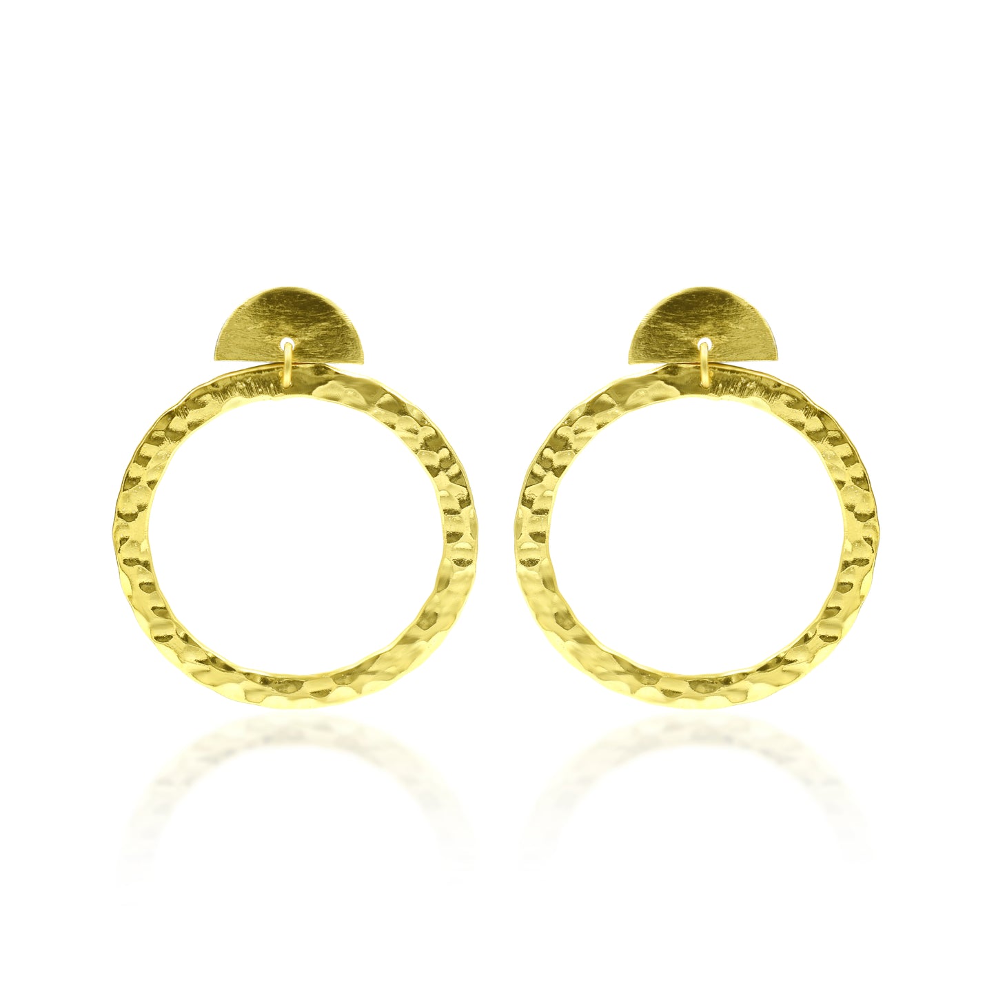 Hammered Ring With Semicircle Stud Earrings