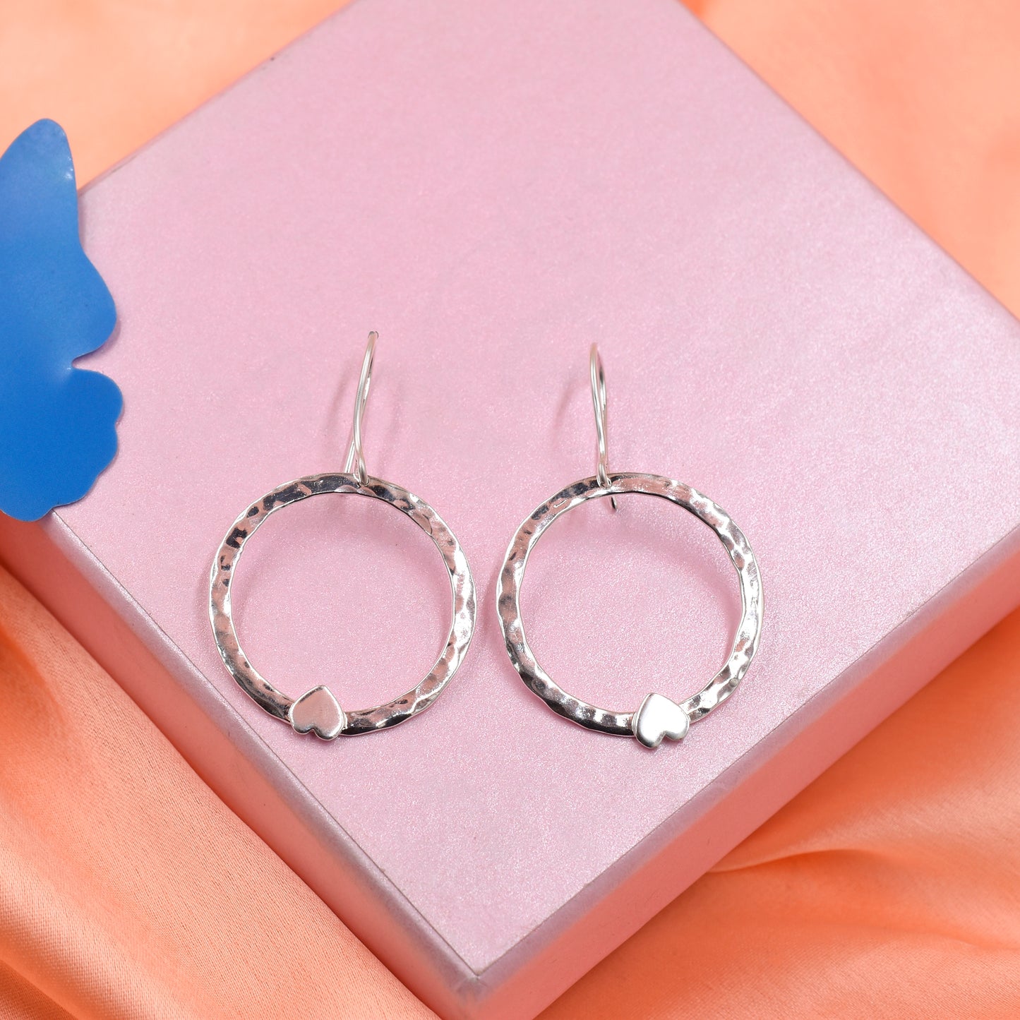 Heart On A Ring Hook Earrings