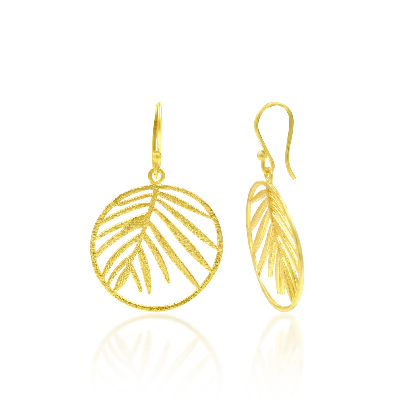 Leaf In A Ring Hook Earrings