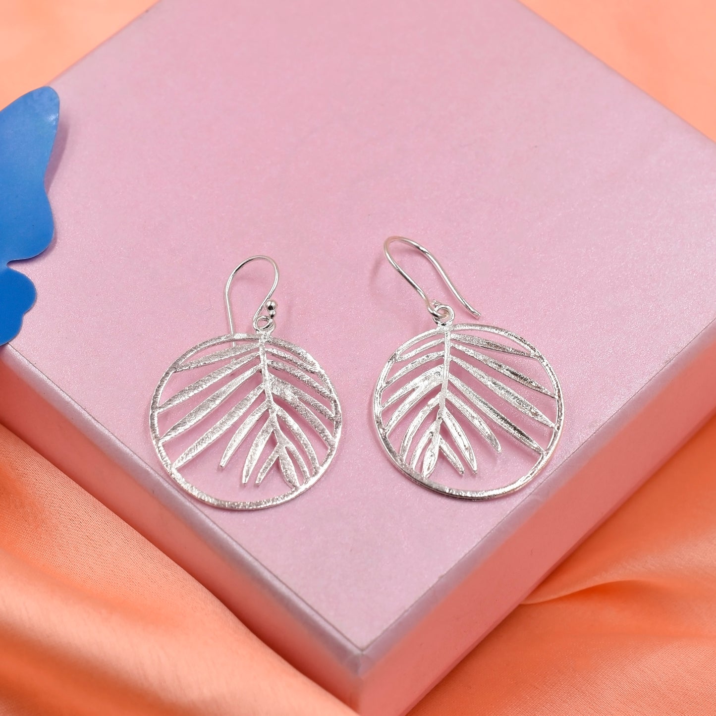 Leaf In A Ring Hook Earrings