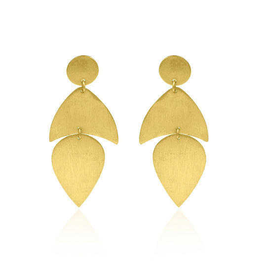 Inverted Leaf Fall Stud Earrings