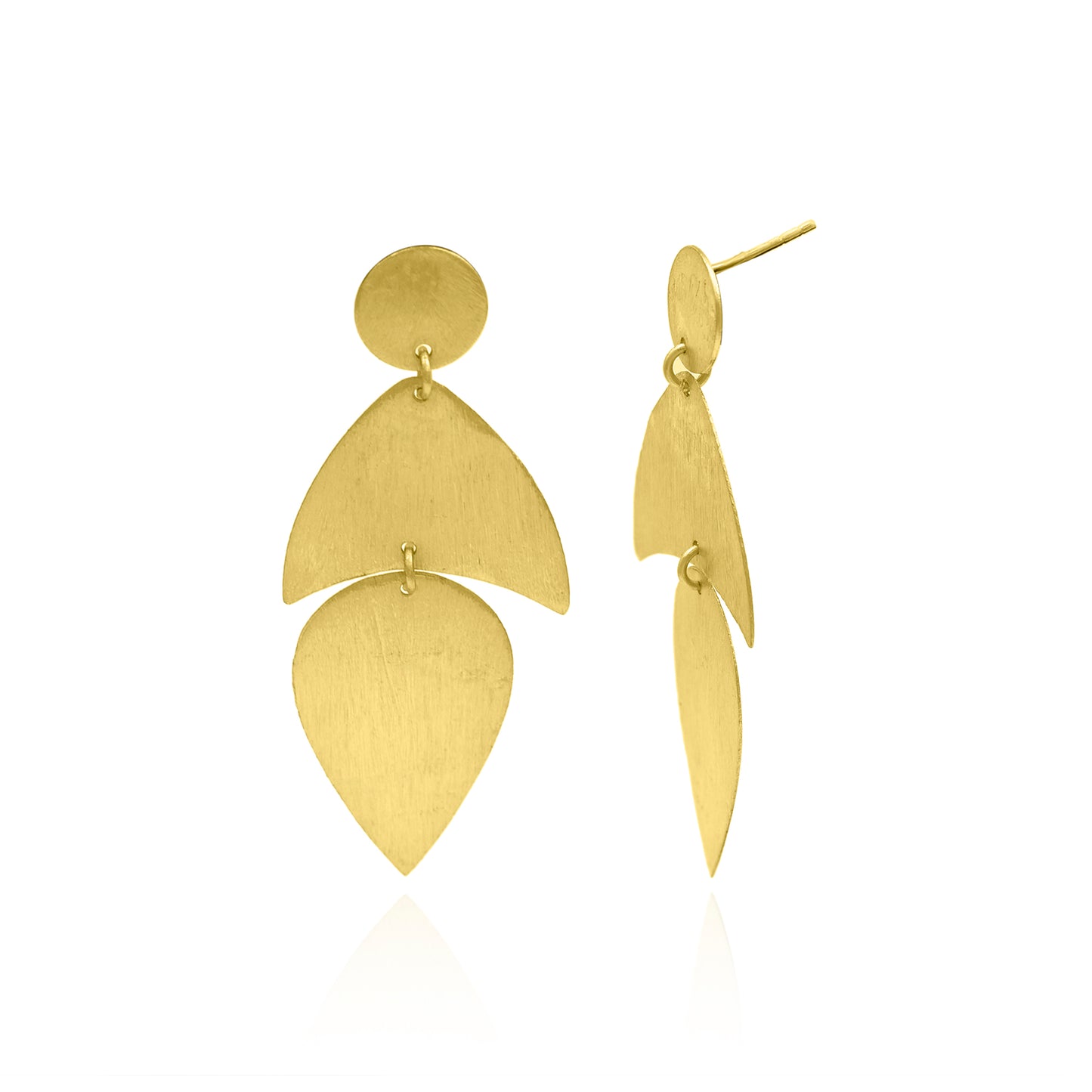 Inverted Leaf Fall Stud Earrings