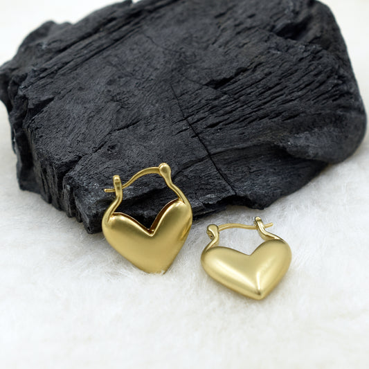 Tiny Heart Hoop Earrings