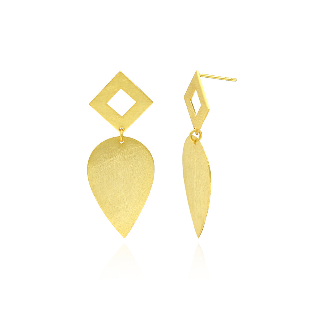 Leafy Drop From Kite Stud Earrings