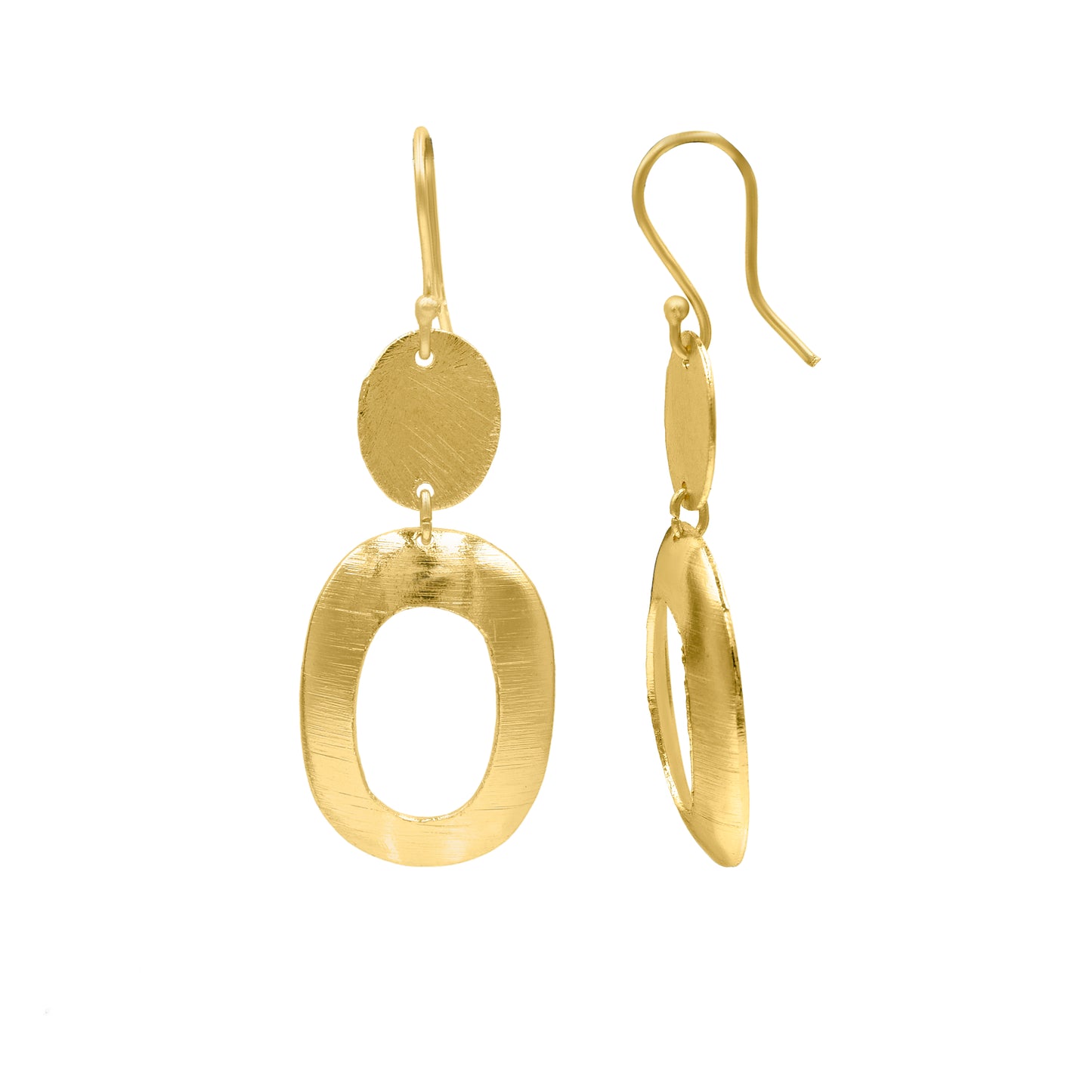 Oval Bash Hook Earrings