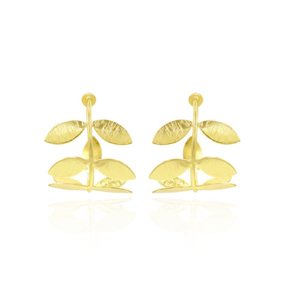 Curved Leaf Twig Hoop Earrings