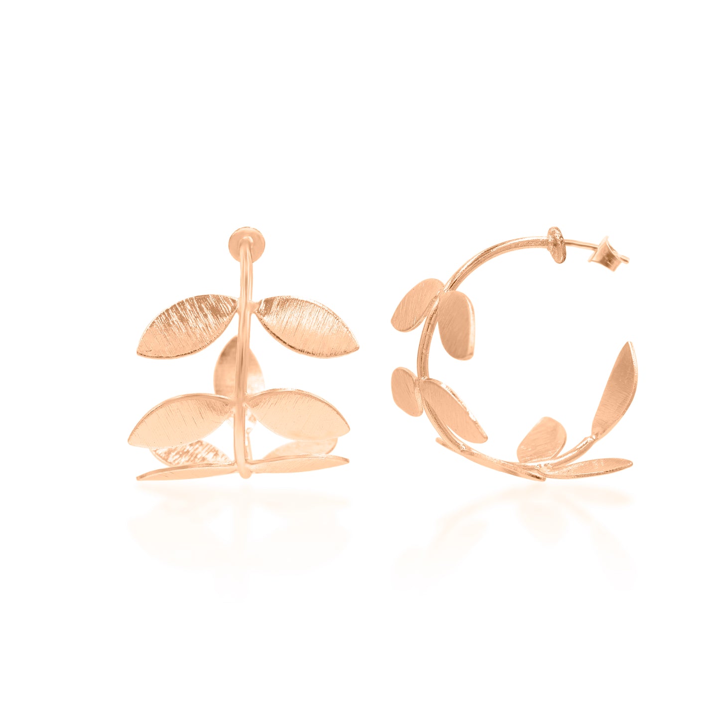 Curved Leaf Twig Hoop Earrings