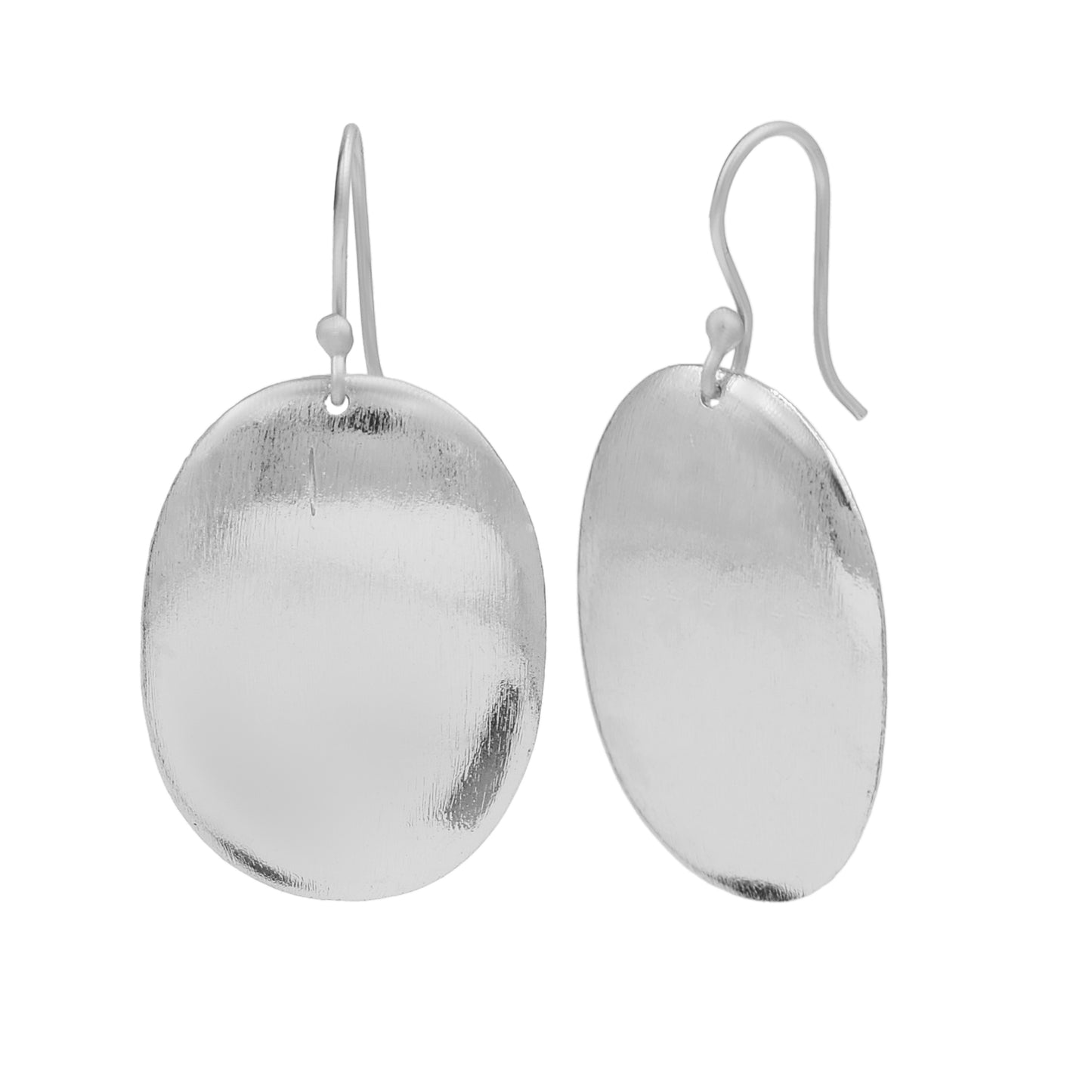 Brushed Oval Bowl Hook Earrings