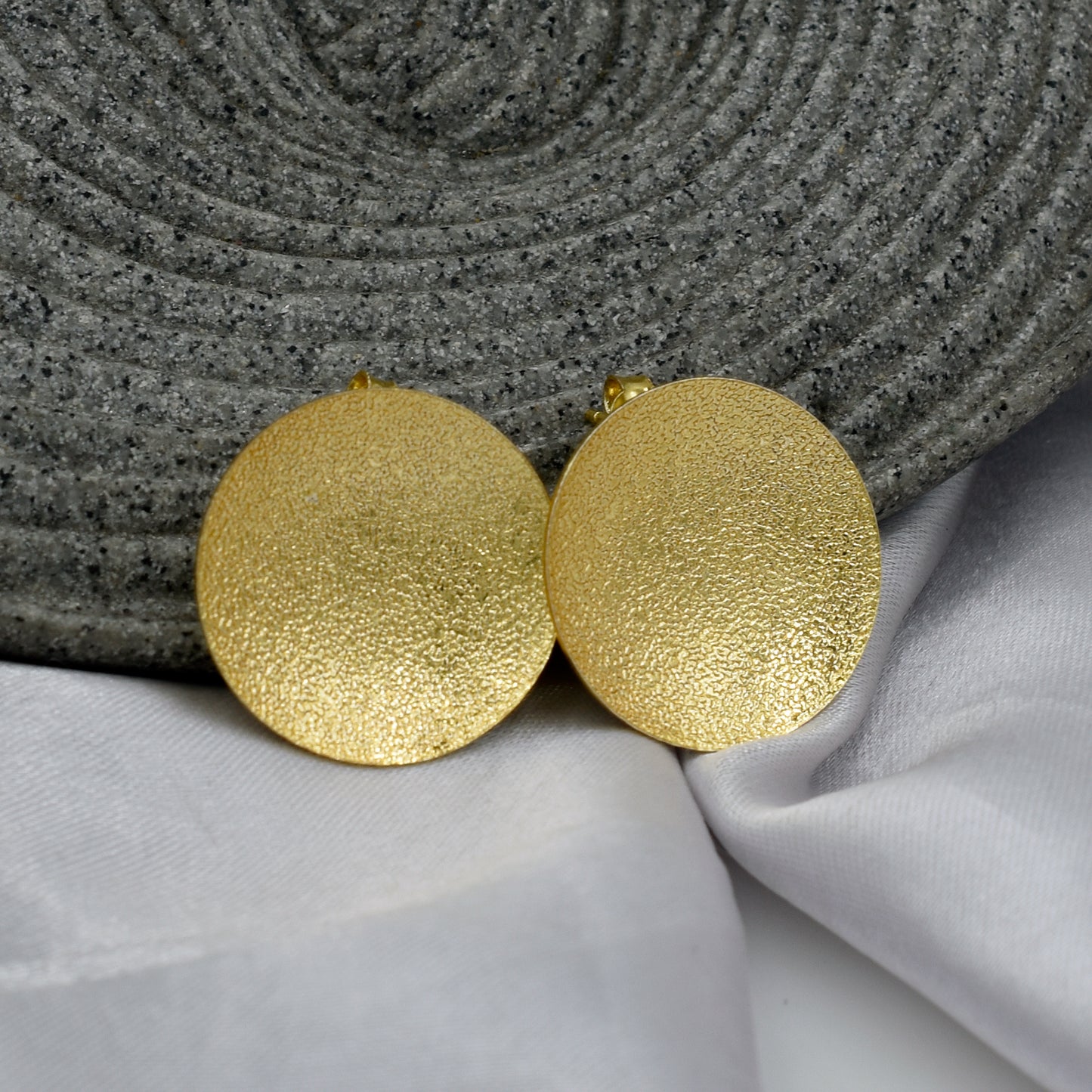 Golden Receptacle Stud Earrings