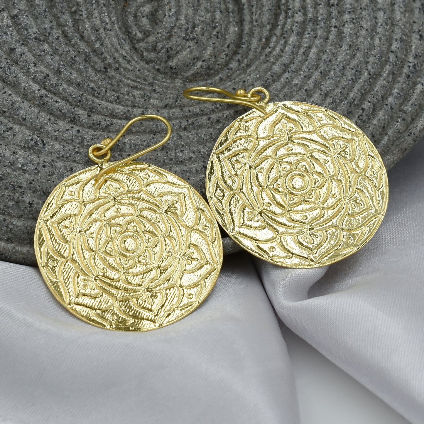 Floral Shield Hook Earrings