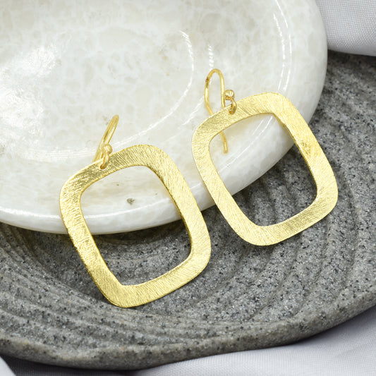 Golden Frame Hook Earrings