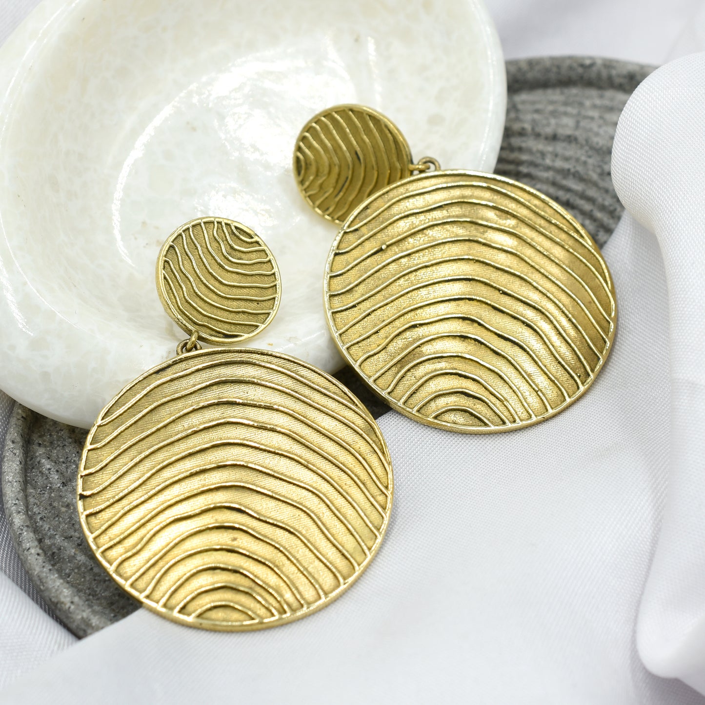 Textured Double Circle Stud Earrings