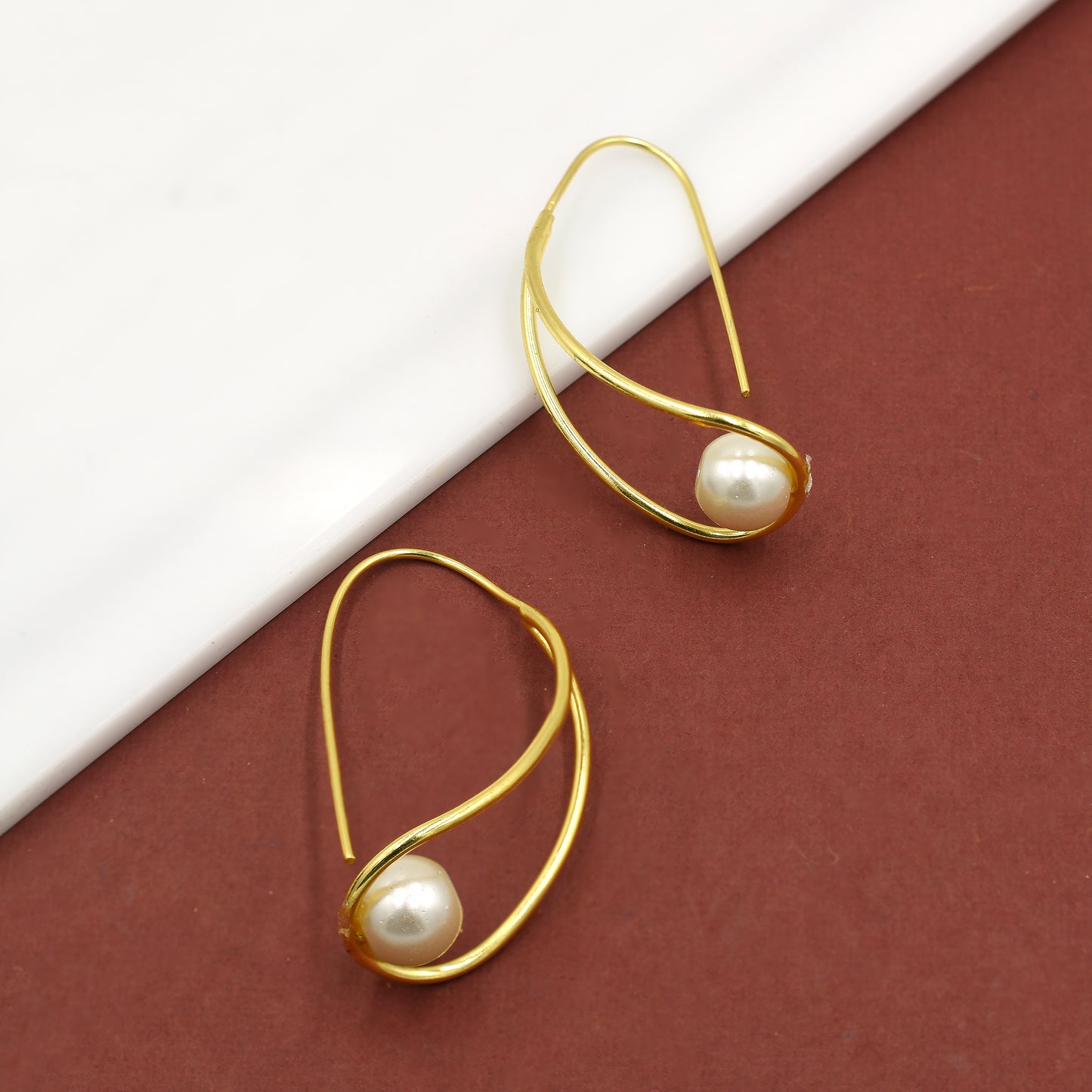 Pearl Basket Hook Earrings