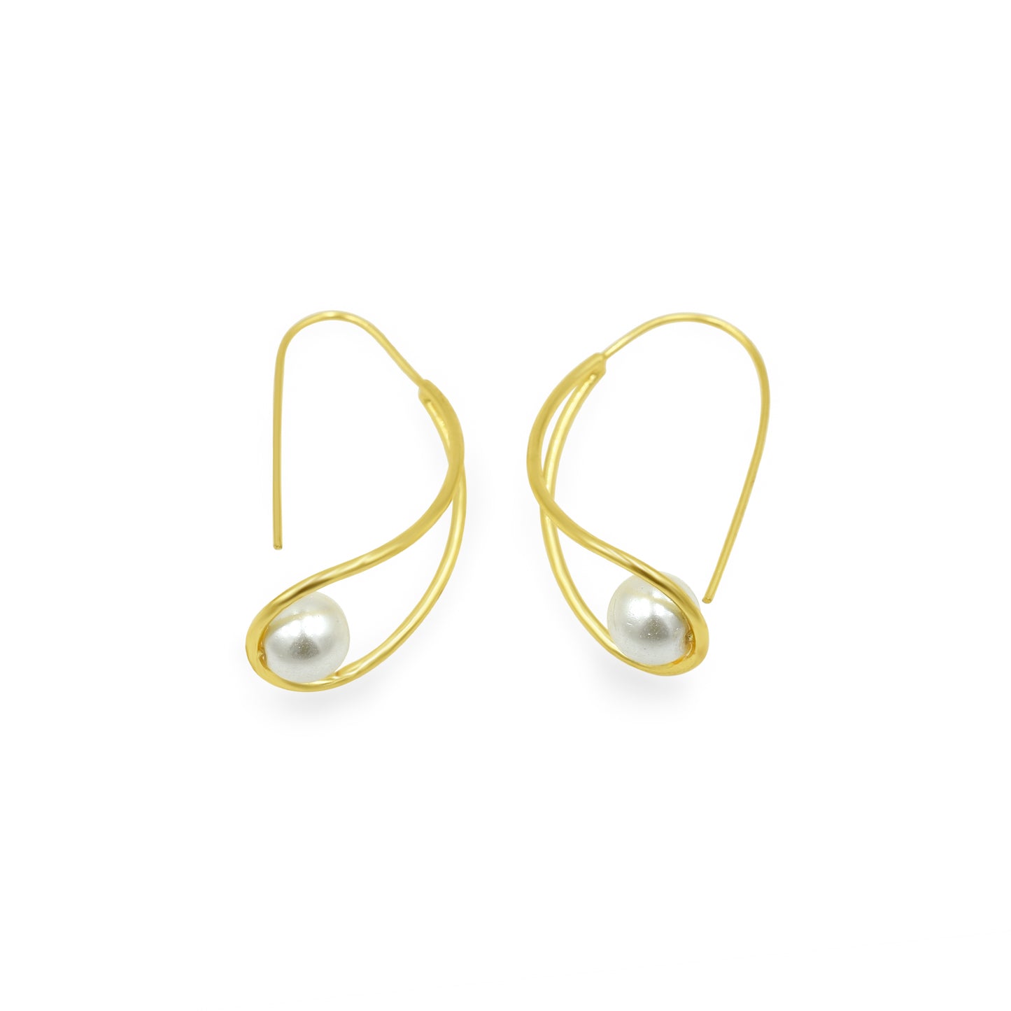 Pearl Basket Hook Earrings