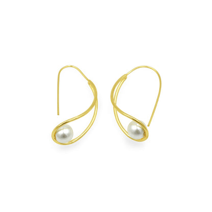 Pearl Basket Hook Earrings