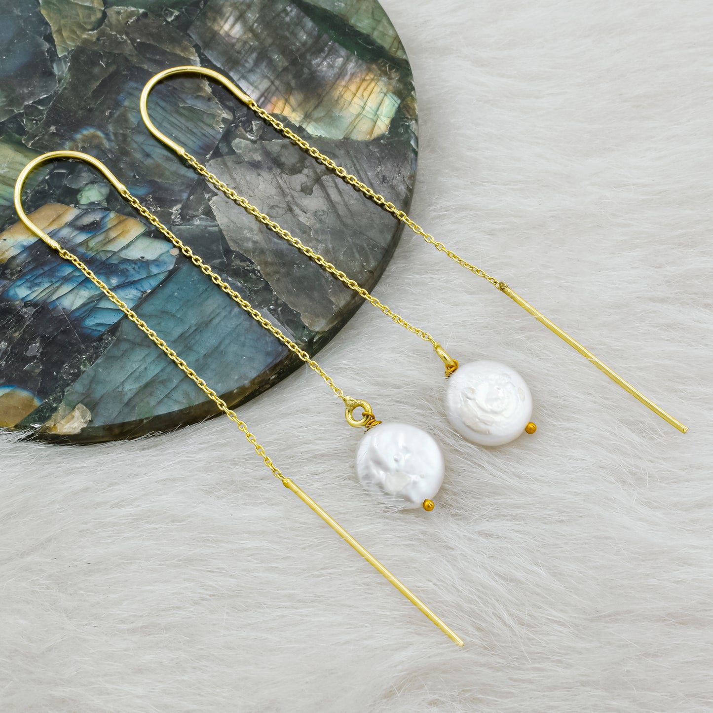 Pearl String Hook Earrings