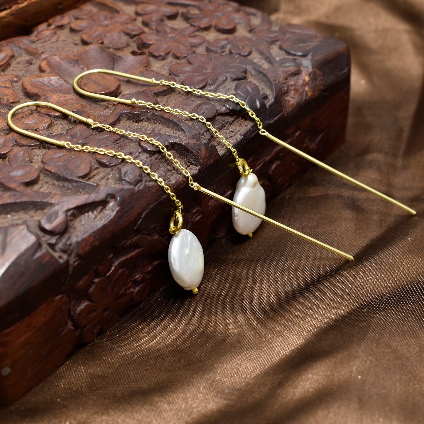 Pearl String Hook Earrings