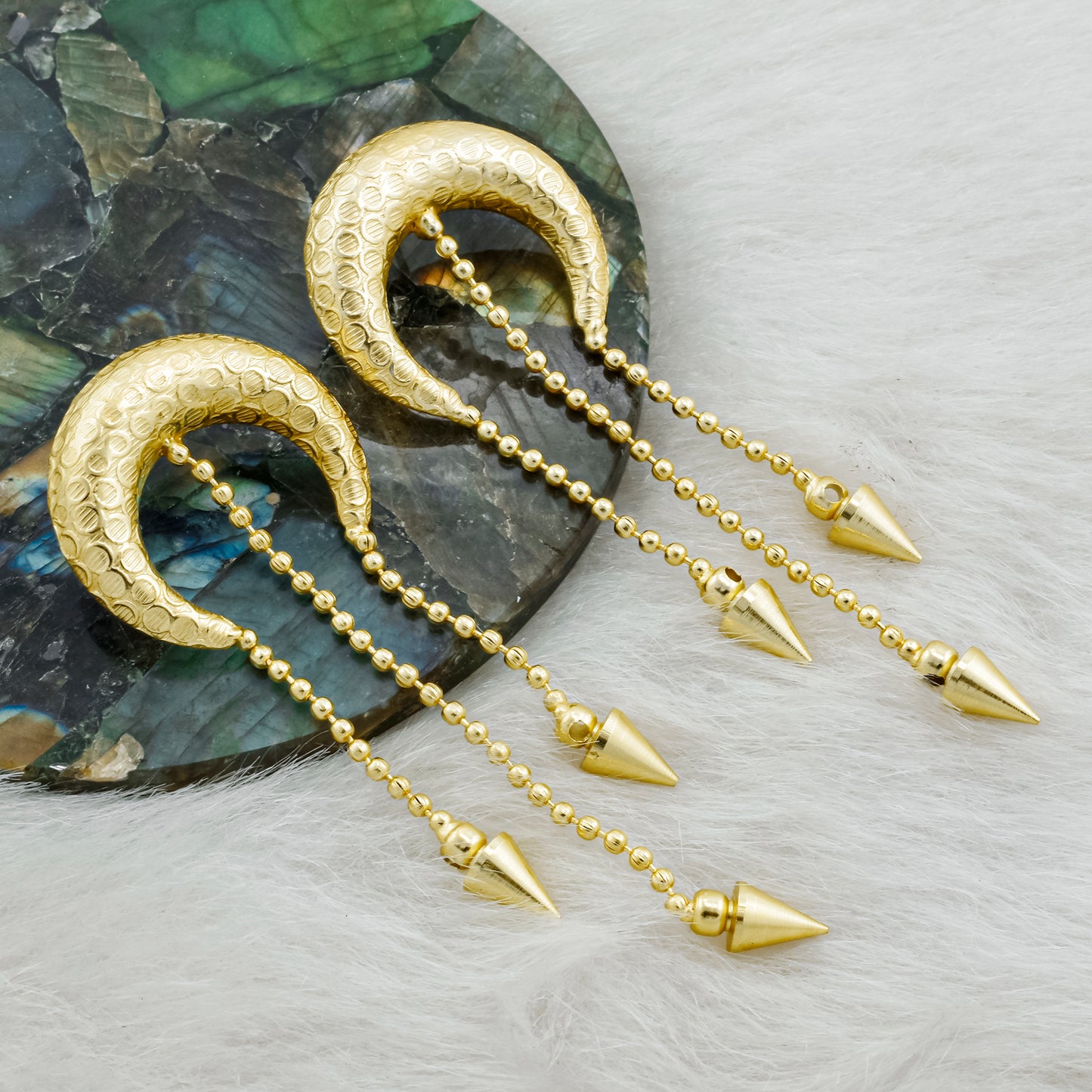 Crescent Tassels Stud Earrings