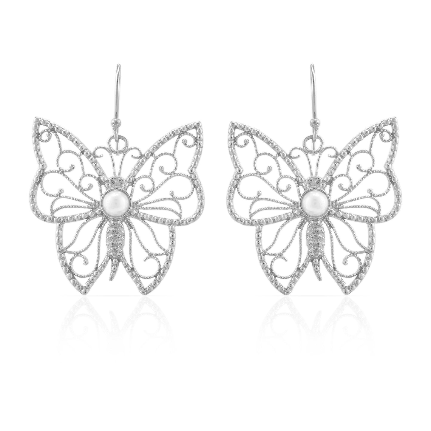 Fluttering Pearl Hook Earrings