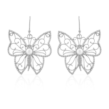 Fluttering Pearl Hook Earrings