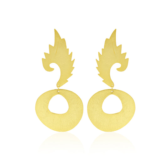 Circular Drama Of Leaf Earrings