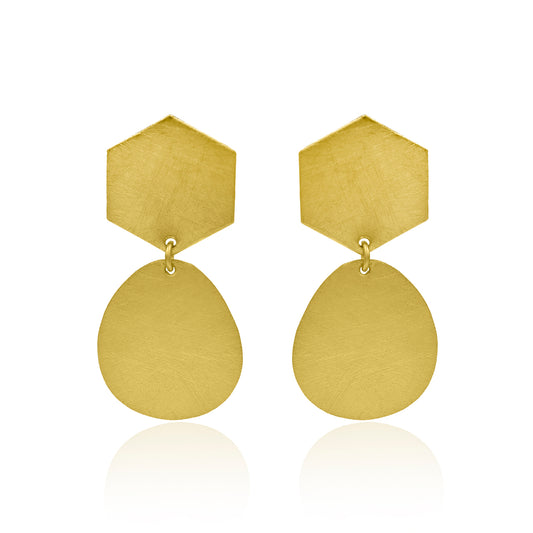 Hexagonal Drop Stud Earrings