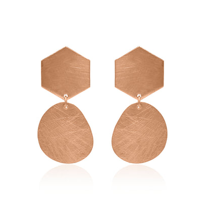 Hexagonal Drop Stud Earrings
