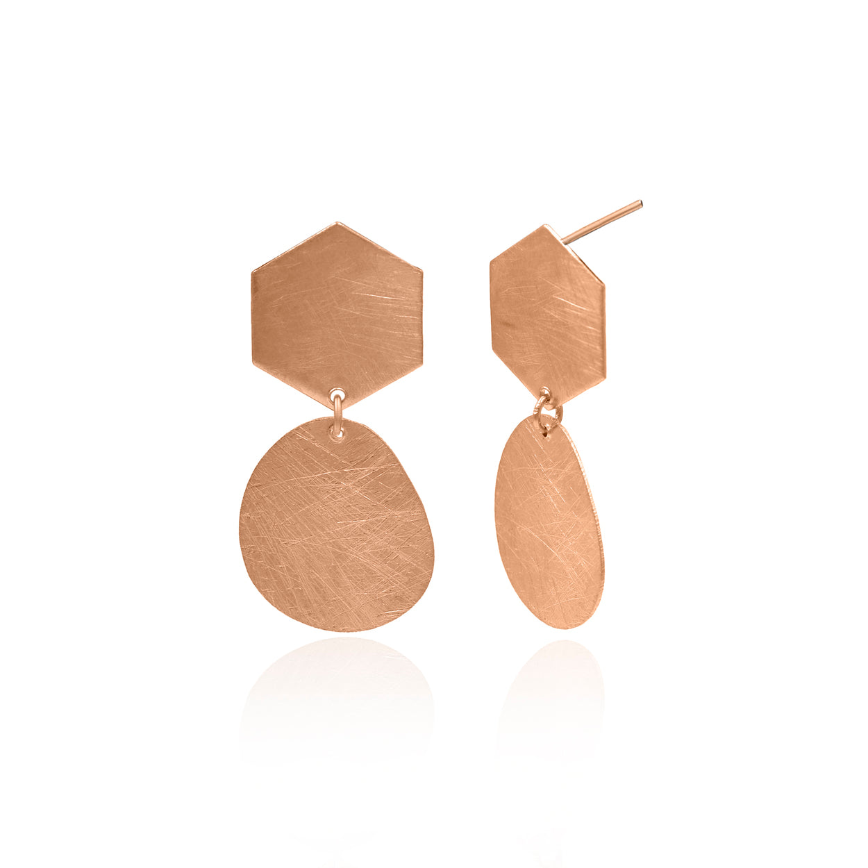 Hexagonal Drop Stud Earrings