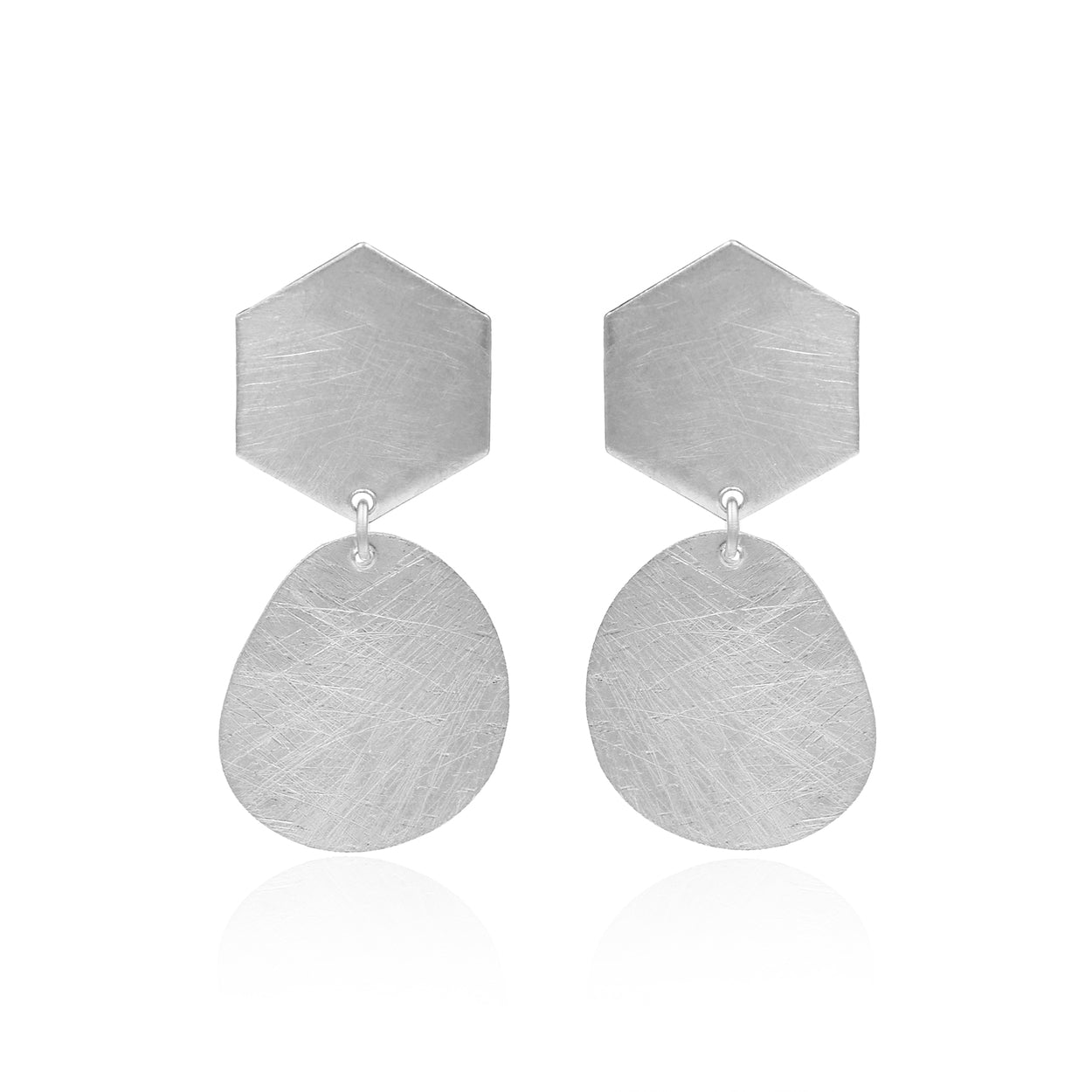 Hexagonal Drop Stud Earrings