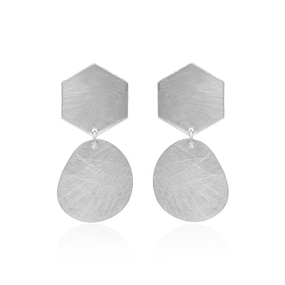 Hexagonal Drop Stud Earrings