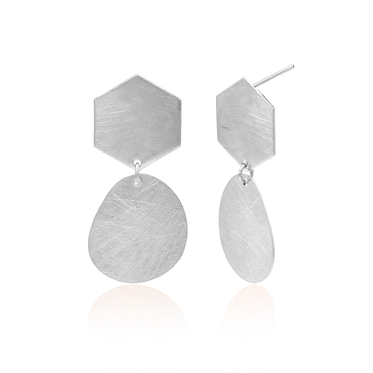 Hexagonal Drop Stud Earrings