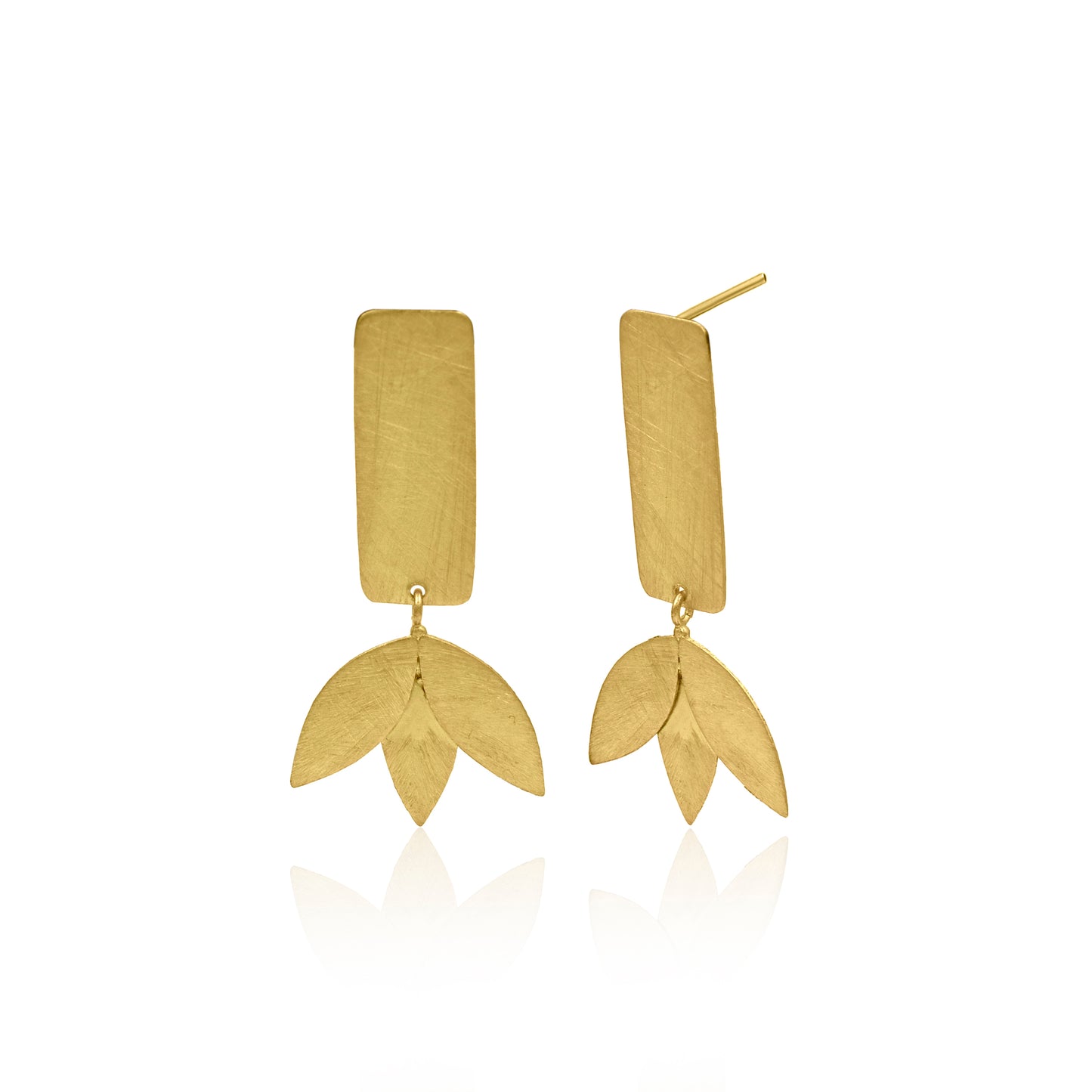 Bar Of Maple Leaf Stud Earrings