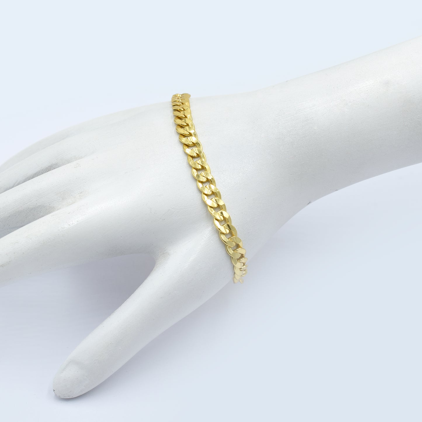 Textured Flat Curb Chain  Bracelet