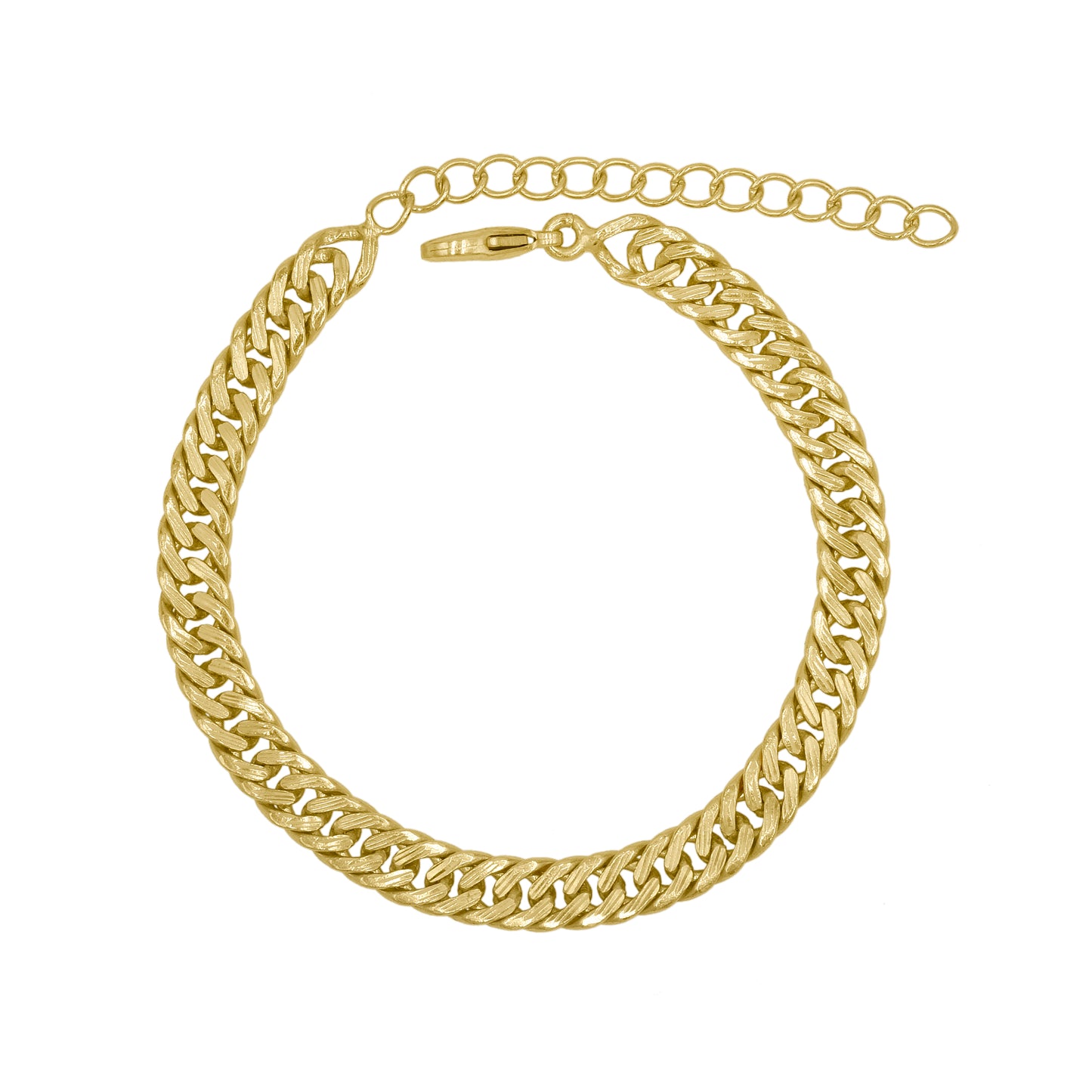 Textured Flat Curb Chain  Bracelet