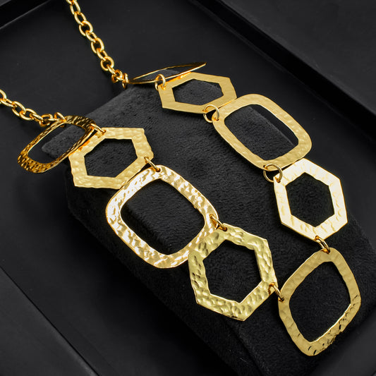 Hexagonal Square Statement Chain Necklace