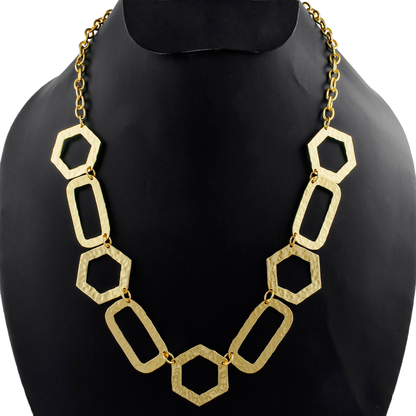 Hexagonal Rectangle Statement Chain Necklace