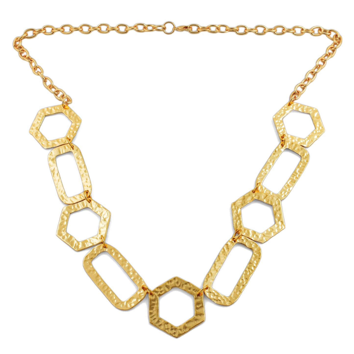 Hexagonal Rectangle Statement Chain Necklace